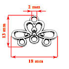Набір 2 шт Конектори Підвіси 13 мм для Біжутерії, Ажур на 4 Вушка, Метал, Колір Срібло, Кулони, Підвіски, фото 2