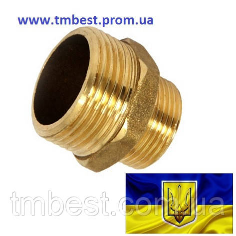 Ніпель 1/2"Нх3/8"Н перехідною латунний довгий, фото 1