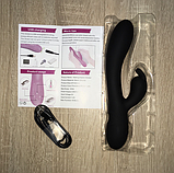 Вібратор із відростком, Вібростимулятор вагіни та клітора з підігрівом, Вібратор кролик подвійний, Інтимні іграшки, фото 6