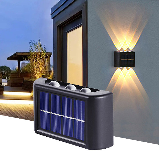 Ліхтар вуличний з сонячною батареєю, на 6 світлодіодів, автономний, для декору територій, двохсторонній