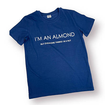 Чоловіча футболка, синя, зі стильним буквеним дизайном, бавовна (S-XL) No 2348, TP Troy