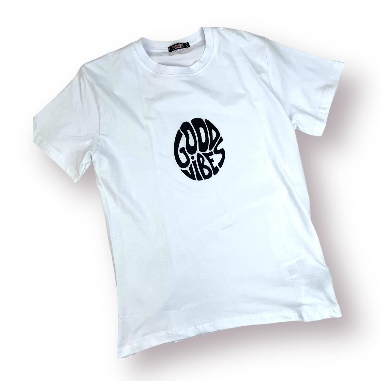 Чоловіча футболка, біла, зі стильним буквеним дизайном, бавовна (S-XL) No 2348, TP Troy