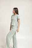 Костюм топ+кюлоти, матеріал трикотаж "рубчик", колір оливковий, фото 2