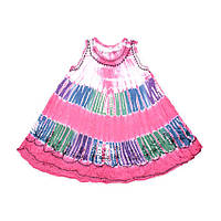 Платье Летнее Karma Вискоза Вышивка Свободный размер Оттенки Розового с цветными вставками243 ES, код: 5552585