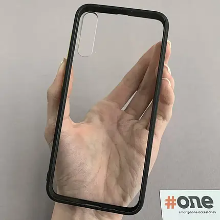 Чохол для Samsung Galaxy A50s прозорий із кольоровим обідком чохол на телефон самсунг а50с чорний C7T, фото 1