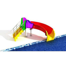 Водяна гірка-спуск Міні Маямі для басейну зі сходами кольорова маленька вигнута ковзна