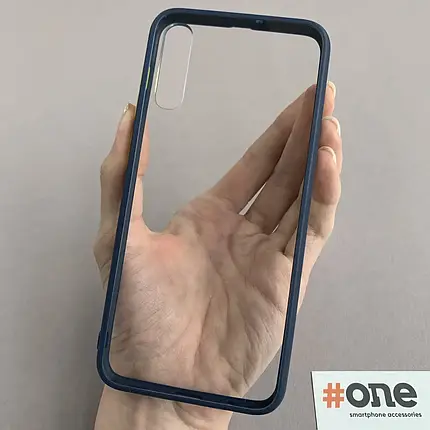 Чохол для Samsung Galaxy A50s прозорий з кольоровим обідком чохол на телефон самсунг а50с синій C7T, фото 1