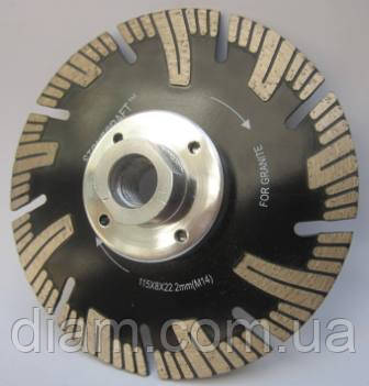 Алмазный диск для резки гранита с фланцем, turbo-segment stonecraft 115x2,0/1,2x7,5xF-М14 - фото 3 - id-p263332175