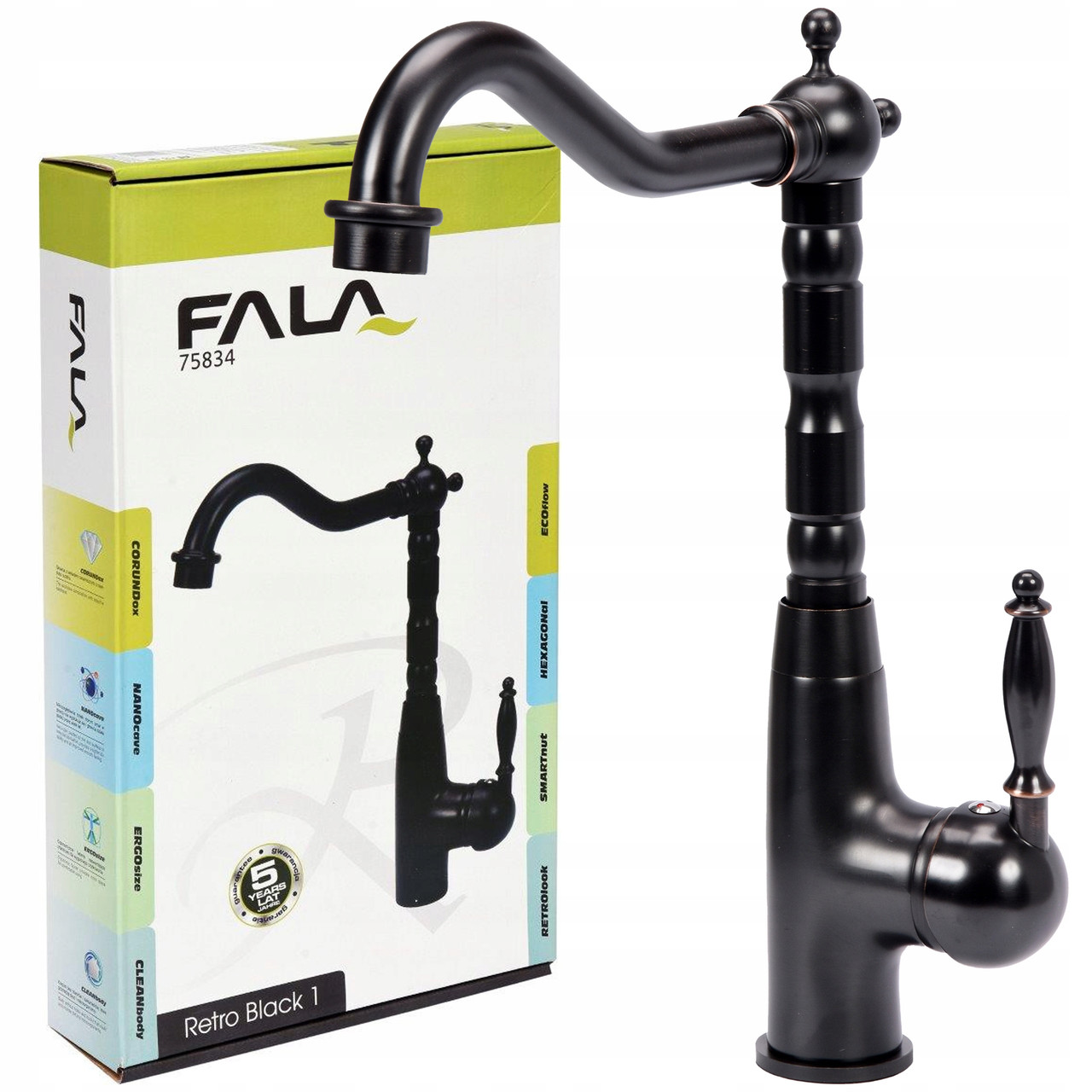 Змішувач Для Кухні Fala Retro Black 1 (75834)