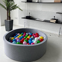 Сухий басейн з кульками в комплекті 200 шт сірого кольору 100 х 40 см трикотаж
