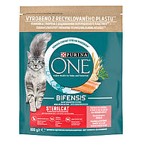 Сухой корм PURINA ONE Sterilcat для стерилизованных кошек, с лососем и пшеницей 800 г (7613032756659)