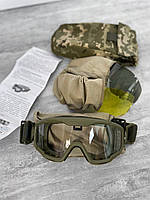 Тактические защитные очки-маска ТРЕВИКС со сменными линзами 3в1 + Чехол Original
