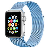 Ремінець металевий Milanese Loop Blue для Apple Watch блакитний 42/44/45 mm браслет міланська петля