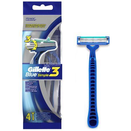 Станок Gillette 3 леза BLUE 3 Simple 4шт.в уп.