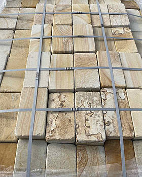 Бруківка з каменю піщаника для тераси, басейну, доріжок, тротуарів, колир жовтий