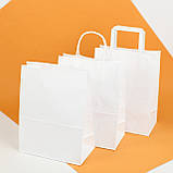 Паперовий пакет з дном 220*120*290 білий Крафт пакети з дном для магазинів одягу, фото 3