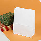 Паперовий пакет з дном 220*120*290 білий Крафт пакети з дном для магазинів одягу, фото 4