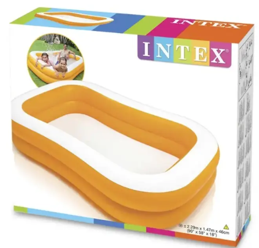 Intex Басейн надувний для дітей, 229х46х147 см, вініл, 2 борти, клапан для зливу