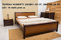Кровать деревянная двуспальная Сити с изножьем (интарсия) 160х200