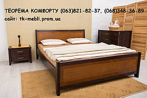 Ліжко дерев'яне двоспальне "Сіті" ногах (з інтарсією) 160х200