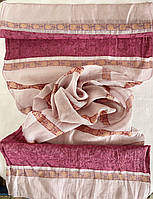 Женский воздушный коричневый и розовый шарф палантин чайная роза