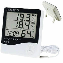 Термометр цифровий ART 2786 з виносним датчиком / Кімнатний гігрометр з годинником / Вимірювач температури в будинку