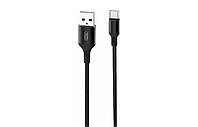 Кабель XO-NB143 / Type-C - USB / Нейлоновый / 2 ампера / 2 метра / Черный