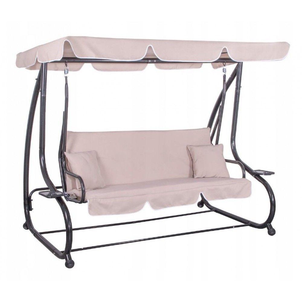 Гойдалка садова Bonro Relax графітова 3-місна, фото 1