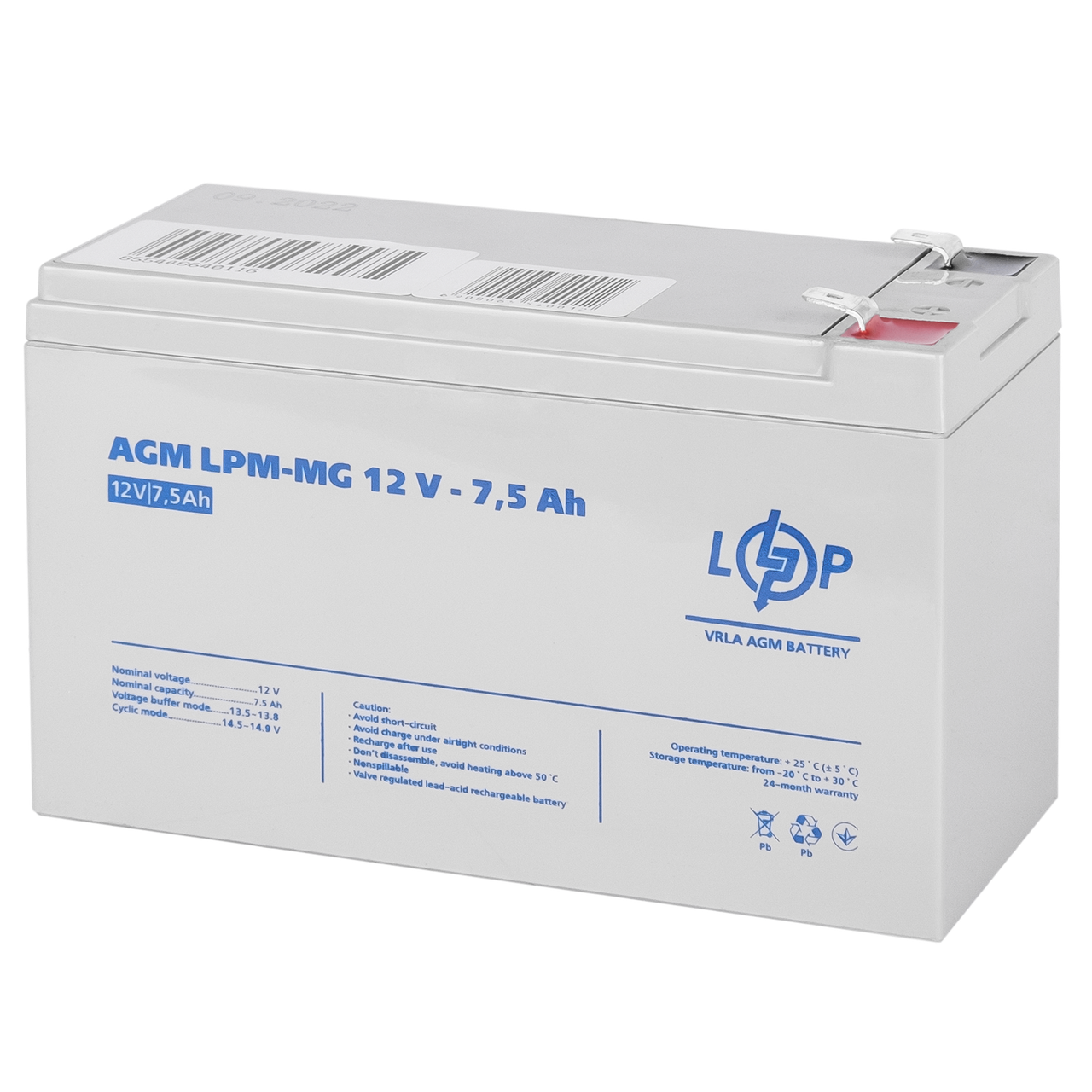 Акумулятор мультигелевий LPM-MG 12V - 7.5 Ah