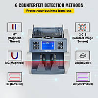 VEVOR SH-07C Счетчик стоимости Счетчик денег для смешанных банкнот Счетчик банкнот Машина для подсчета денег