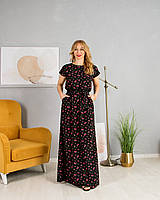 Плаття довге з квітковим принтом чорне
