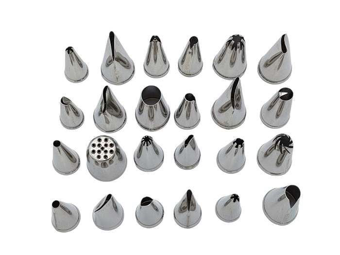 Набір кондитерських насадок для крему та прикраси тортів з нержавіючої сталі 24 штуки