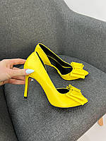 Женские туфли на шпильке желтые натуральная кожа 41 весна 2022