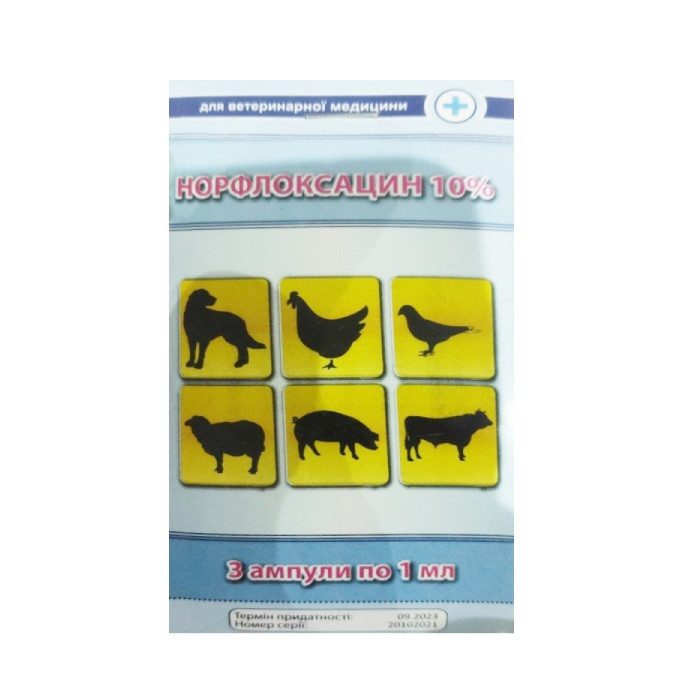 НОРФЛОКСАЦИН 10% 1 мл №3 (Круг)