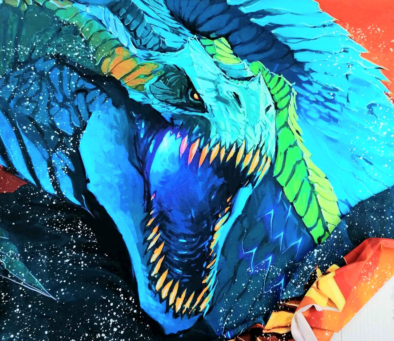 Стрейч кулір принт "Дракон 🐲" купон 80х180см. (діджитал)