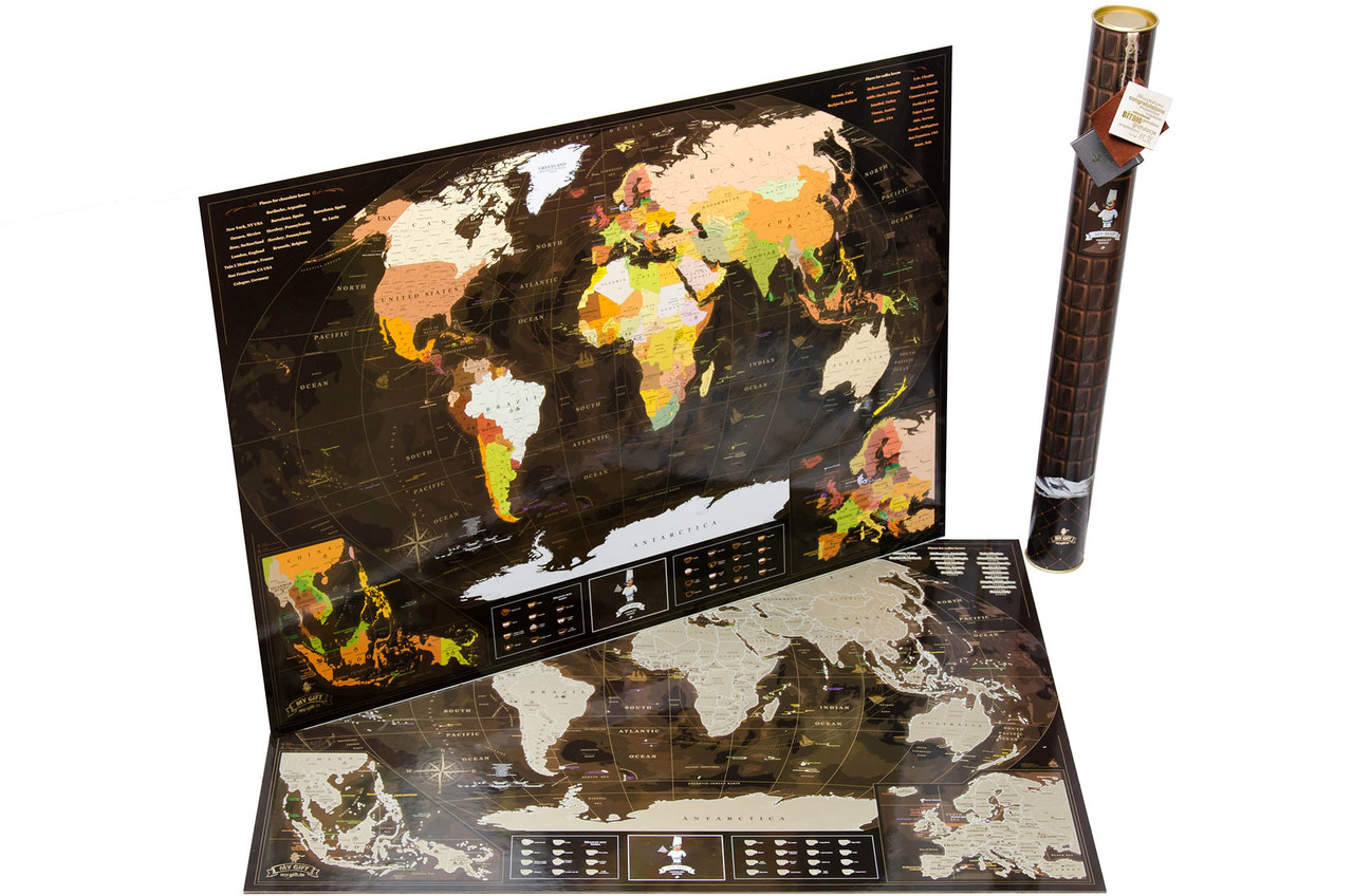 Скретч мапа світу Chocolate англійською мовою