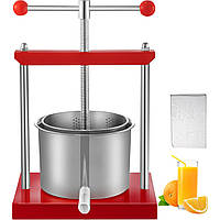Пресс для фруктов VEVOR, ручной пресс для яблок объемом 5,5 л, пресс для ягод из нержавеющей стали, внутренний
