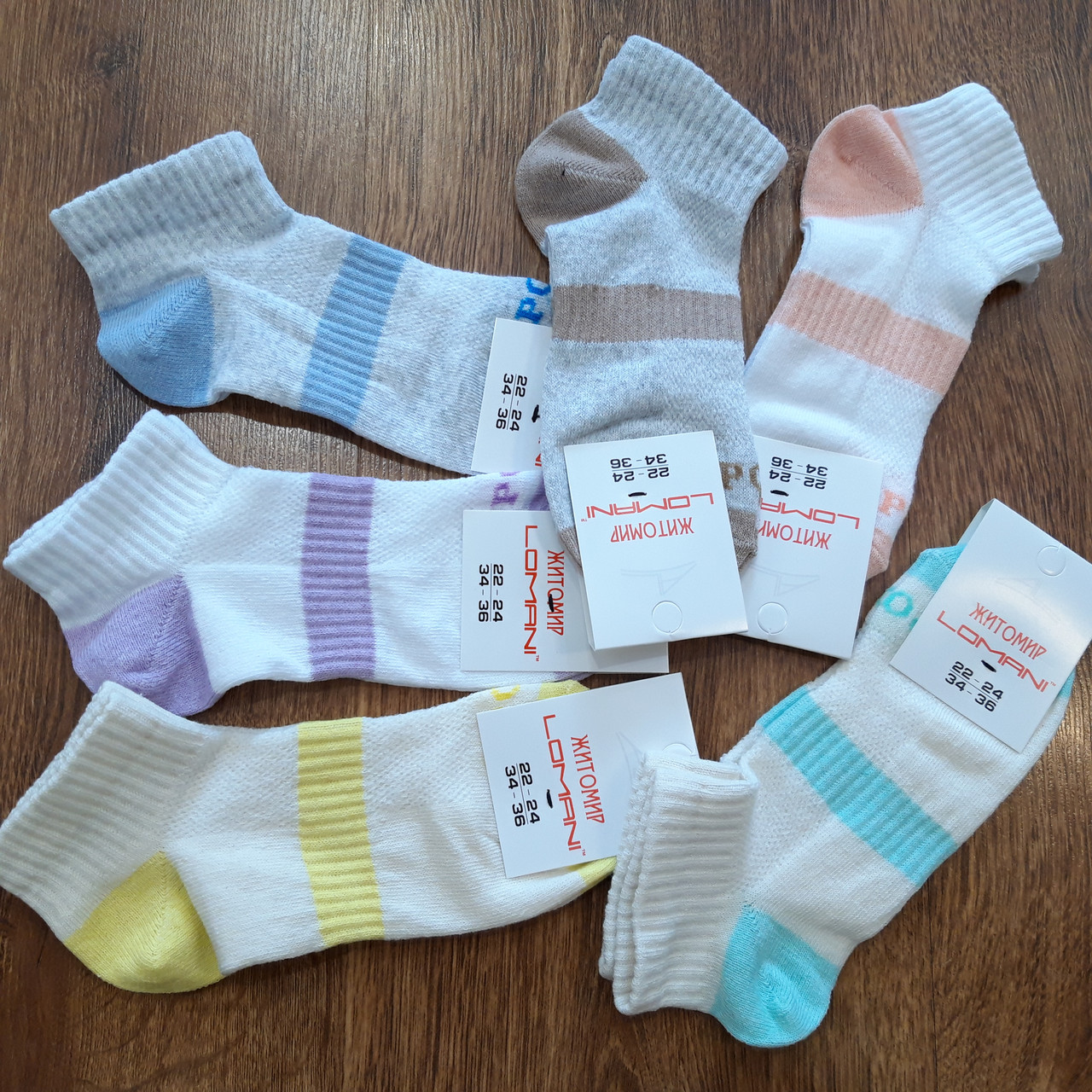 Дитячі стрейчеві шкарпетки сітка"LOMANI" Спорт Art: 712 на Дівчинку / 12 пар 22-24(34-36), фото 1