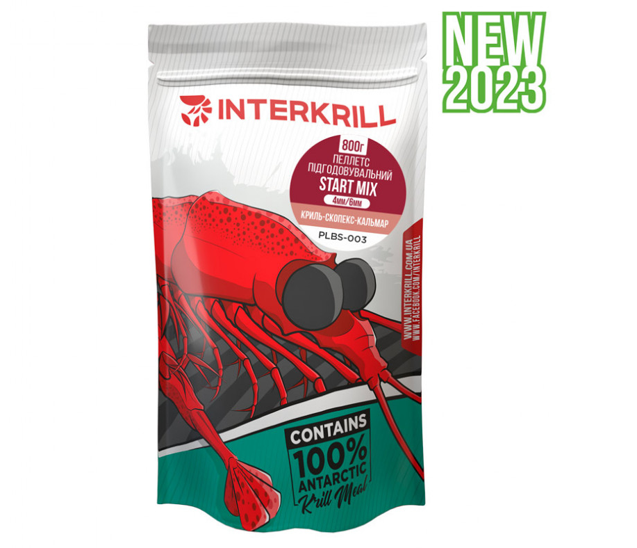 Пеллетс Interkrill Start Mix (4mm / 6mm) Криль-Скопекс-Кальмар 800гр