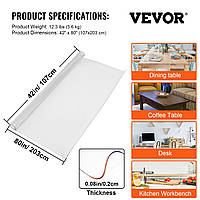 VEVOR 2030x1070 мм ПВХ настільна фольга прозора 2 мм скатертина килимок для столу ПВХ скатертина килимок для