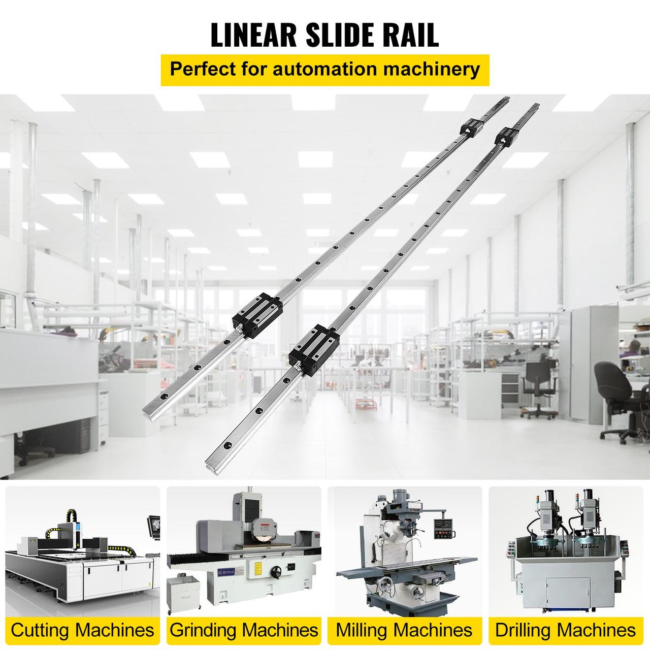 VEVOR Linear Rail HGH20 Набор направляющих линейных подшипников с 4 опорными блоками и 2 рельсовыми валами из - фото 3 - id-p1845892515