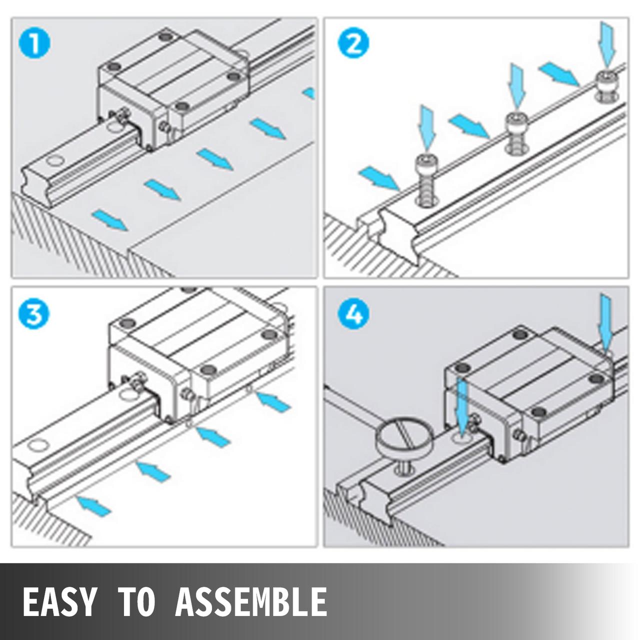 VEVOR Linear Rail HGH20, набор направляющих для линейных подшипников с 4 опорными блоками и 2 направляющими - фото 6 - id-p1845892517