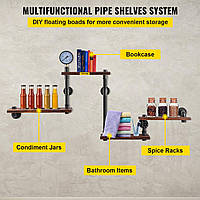 VEVOR Бытовые стеллажи Промышленные полки для труб 4-х уровневые настенные полки, деревенские металлические