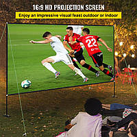 VEVOR Проекционный экран с подставкой 381 см (150 дюймов) Портативный киноэкран 16:9 Наружный экран для