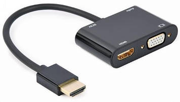 Перехідник Cablexpert 4K 30Hz HDMI / HDMI/VGA Black (A-HDMIM-HDMIFVGAF-01)