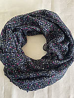Чёрный широкий лёгкий шарф снуд-хомут