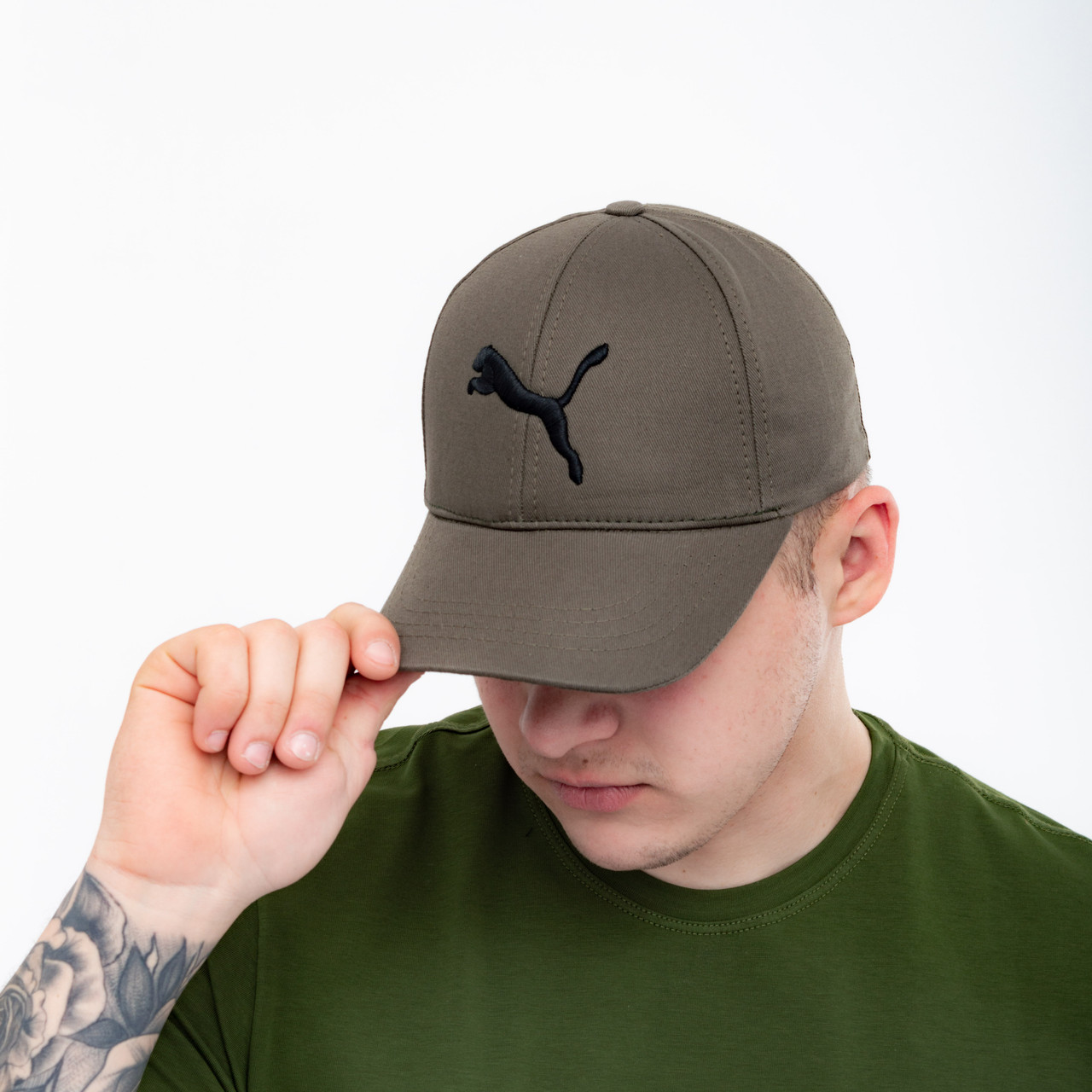 Бейсболка Puma 6 клинка 2 вишивки (діагональ) хакі