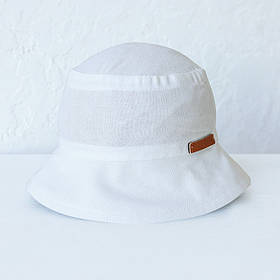 Дитяча літня панама із льону повністю натуральна 100% бавовна Classik 38-42 (3-6 місяців) MagBaby Біла