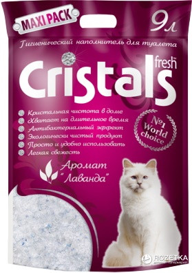 Наповнювач силікагелевий Cristals Fresh з лавандою, 9 л