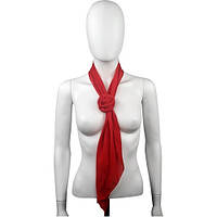 Узкий шарф с брошью "Роза" красный шифоновый